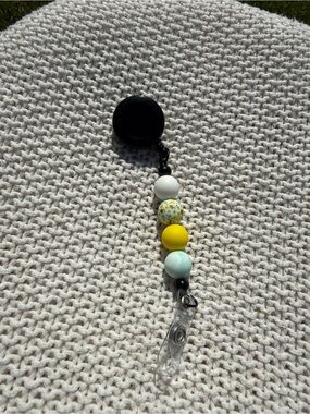 Beaded Badge Reel Lanyard - Yellow, White, Mint